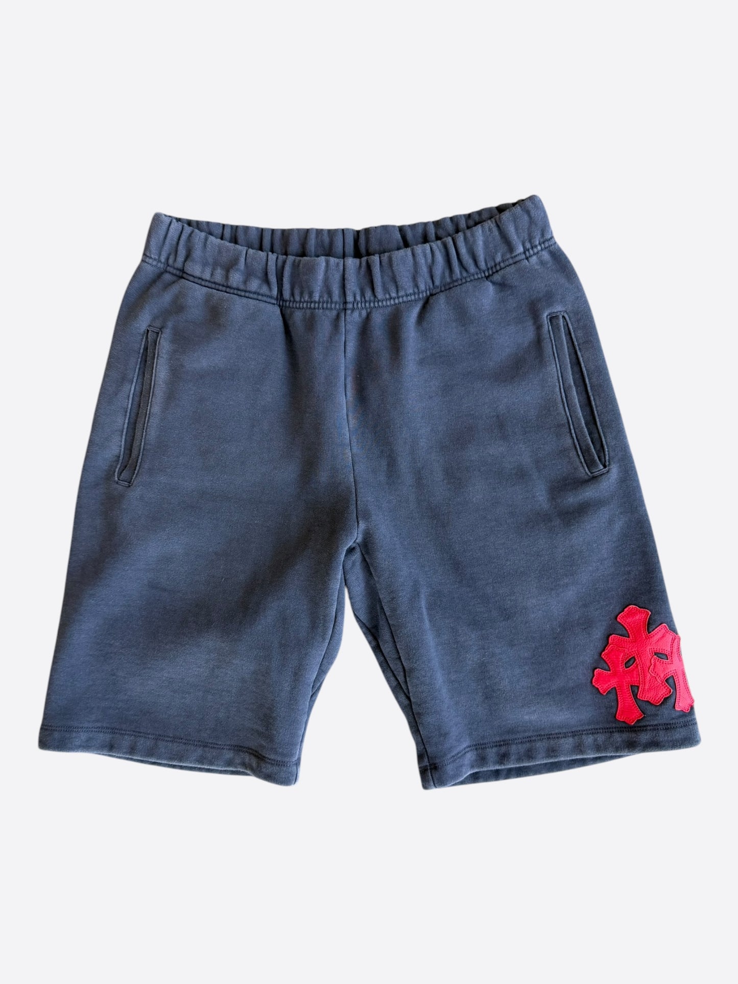 Chrome Hearts Navy & Red Triple Cross Patch Paper Jam Shorts
