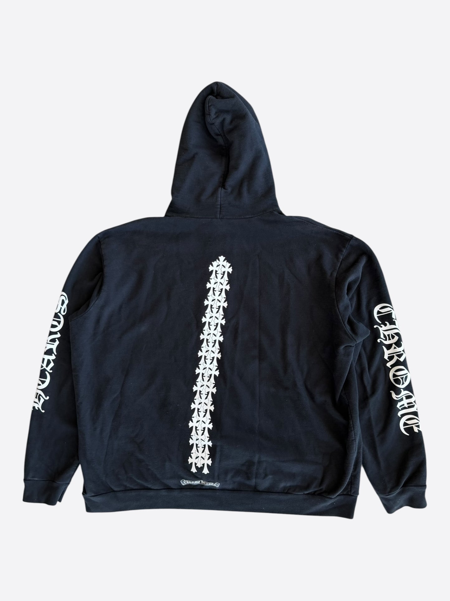Chrome Hearts Black & White Cemetery Cross Logo Hoodie
