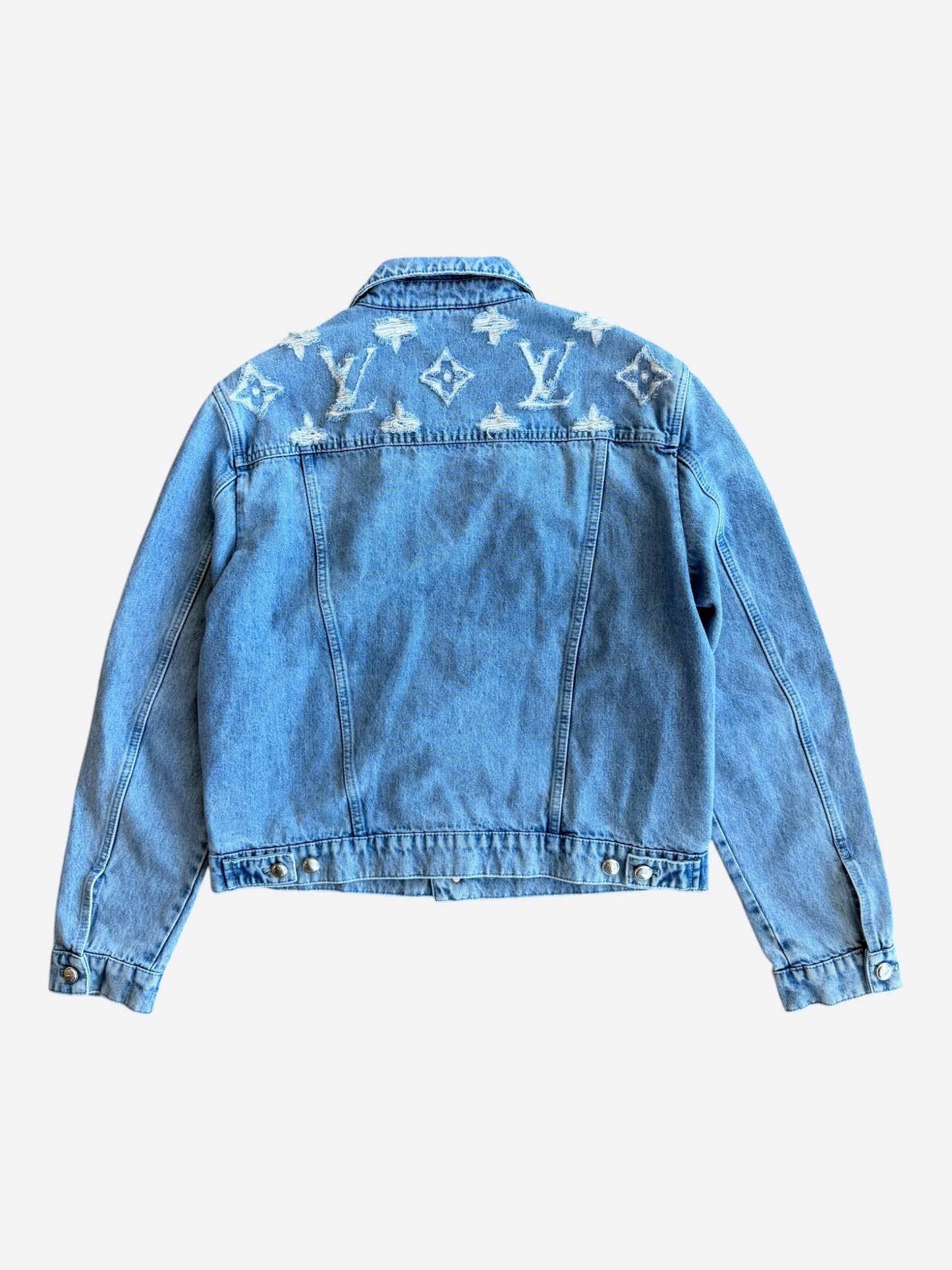 Louis Vuitton Blue Distressed Monogram Denim Jacket