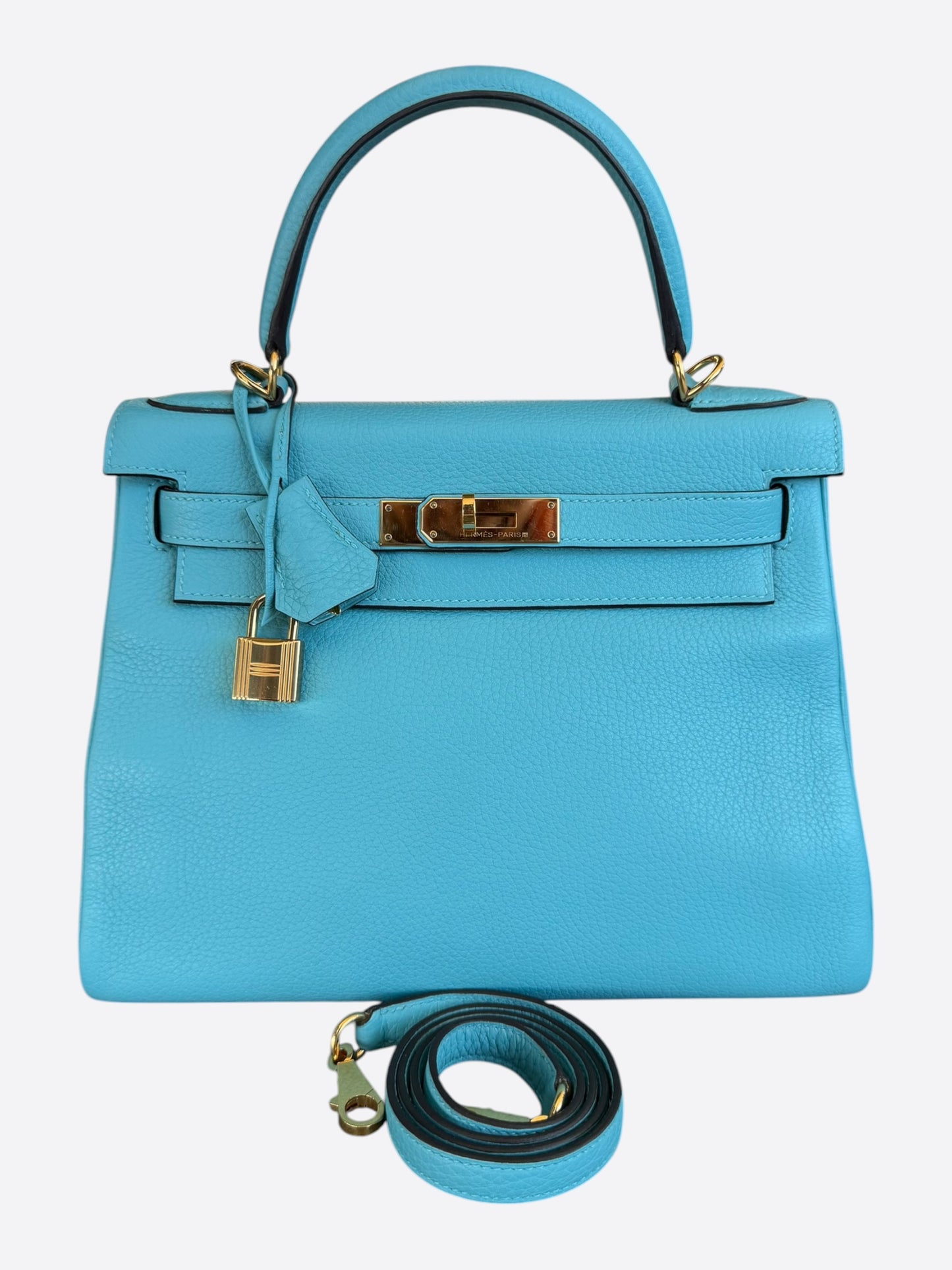 Hermes Blue Atoll Togo & Gold Hardware Kelly 28