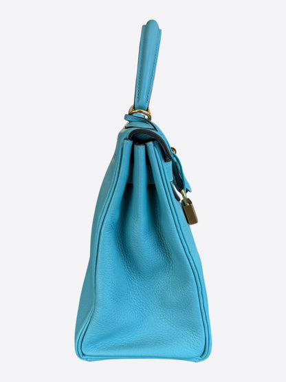 Hermes Blue Atoll Togo & Gold Hardware Kelly 28