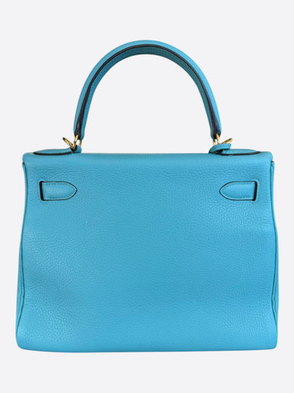 Hermes Blue Atoll Togo & Gold Hardware Kelly 28