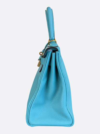 Hermes Blue Atoll Togo & Gold Hardware Kelly 28