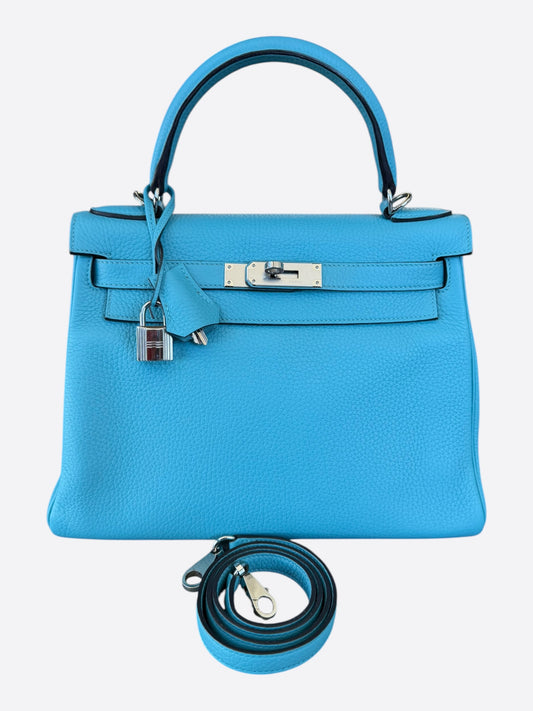 Hermes Blue Atoll Togo & Palladium Hardware Kelly 28