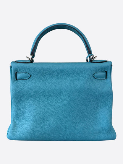 Hermes Blue Atoll Togo & Palladium Hardware Kelly 28
