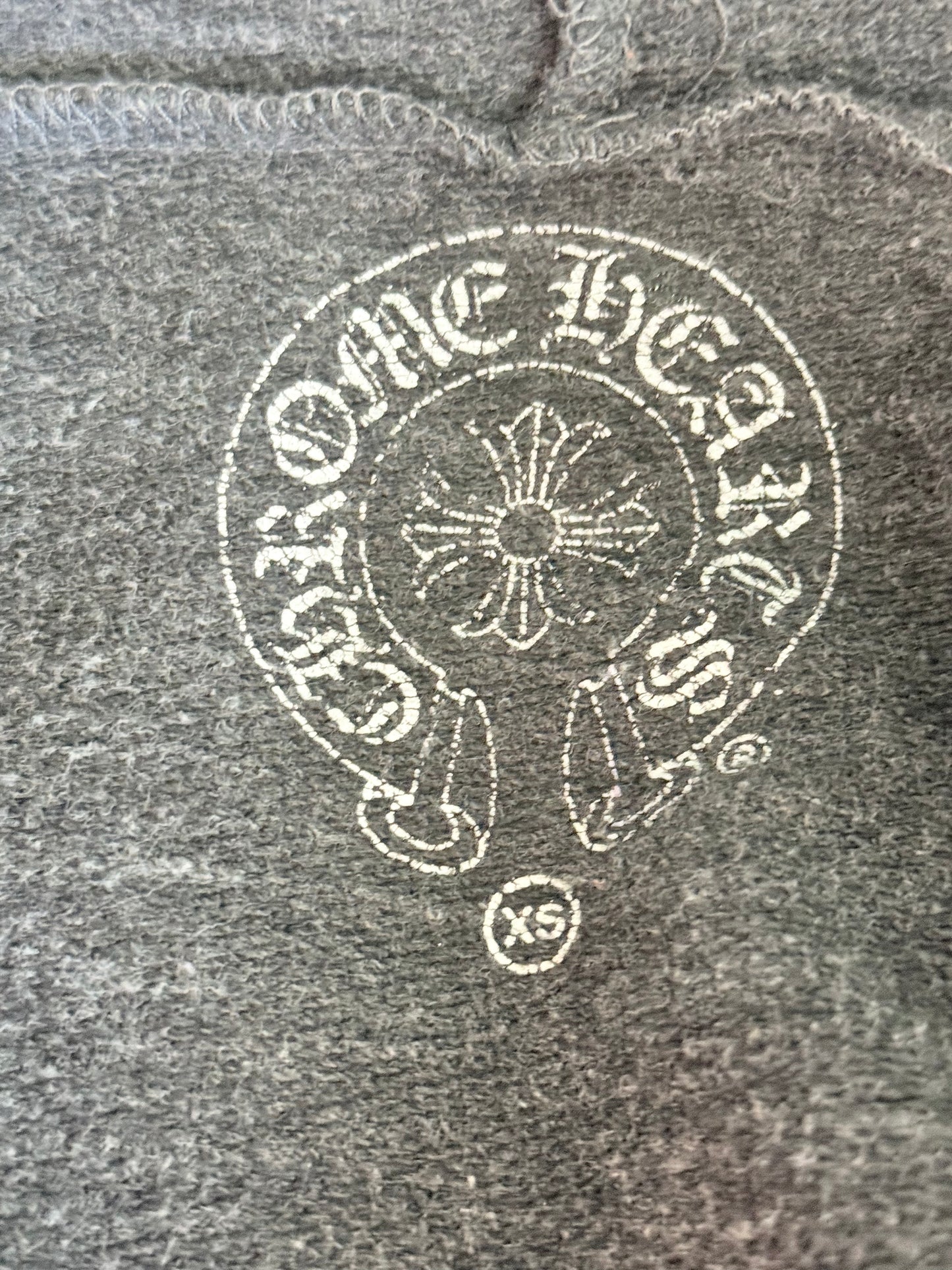 Chrome Hearts Grey & White Cross Logo Women's Zip Up Hoodie
