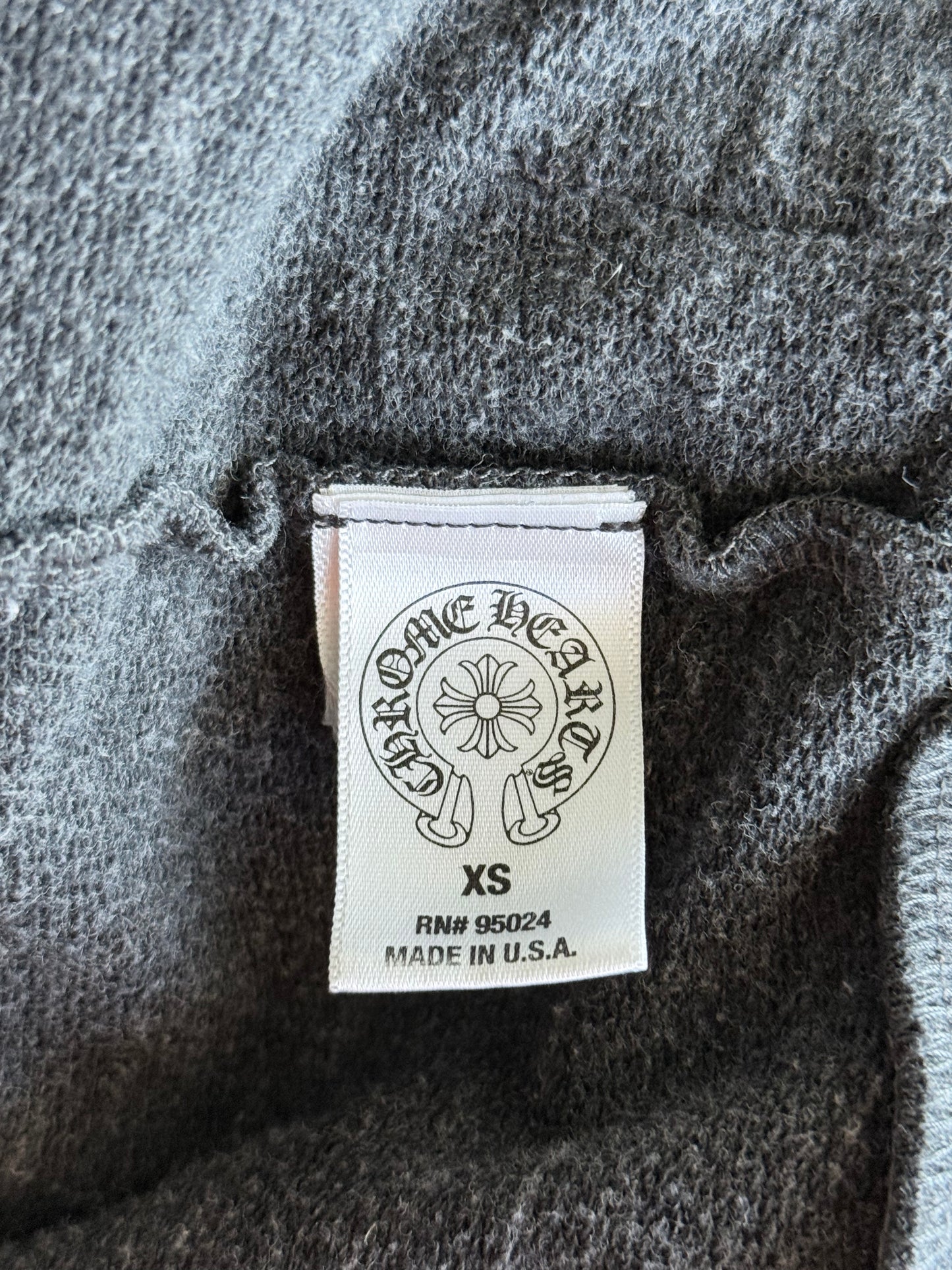 Chrome Hearts Grey & White Cross Logo Women's Zip Up Hoodie