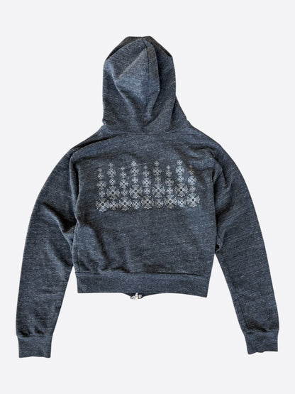Chrome Hearts Grey & White Cross Logo Women's Zip Up Hoodie