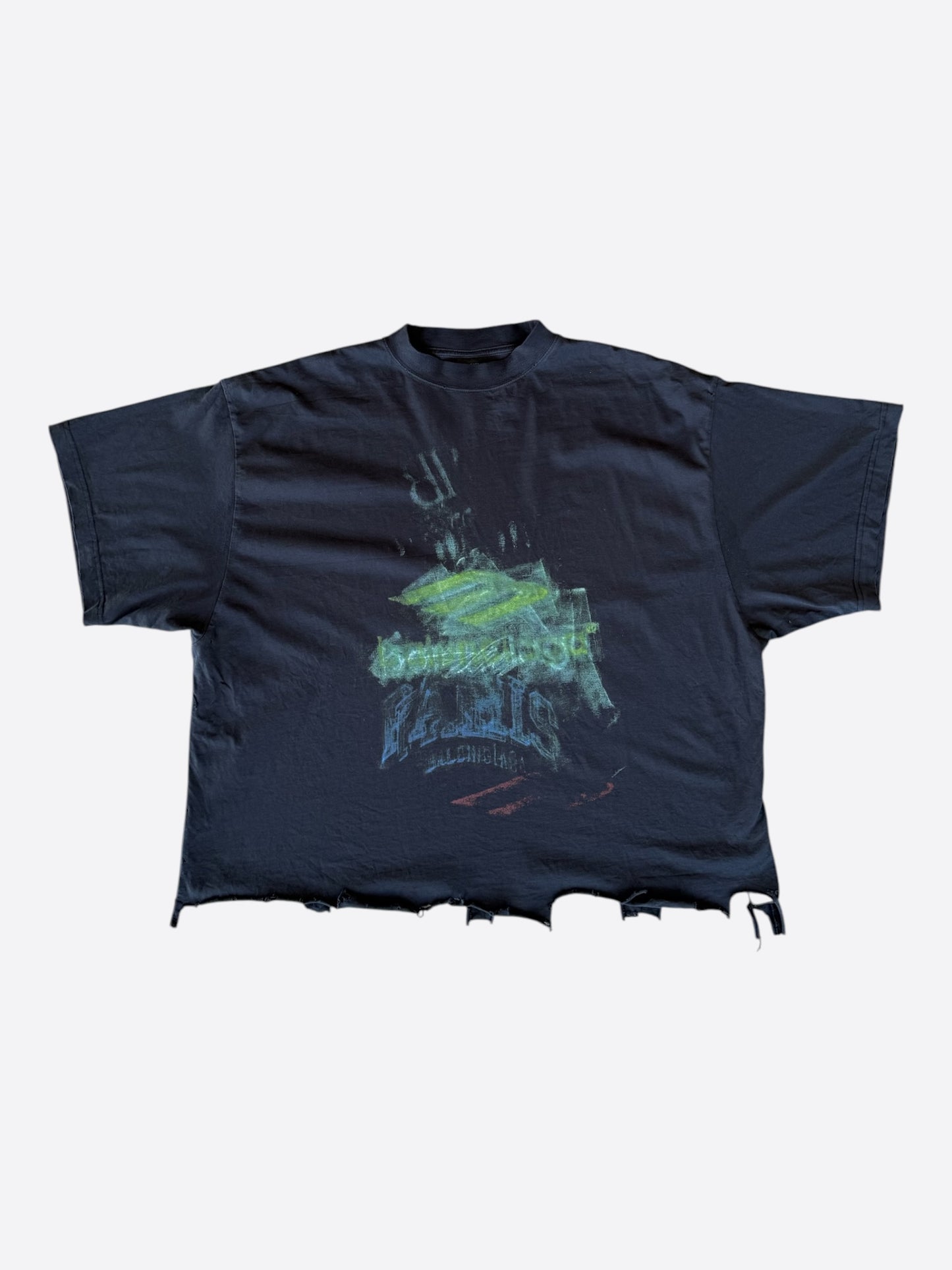 Balenciaga Black & Multicolor DIY Imprint Cropped T-shirt