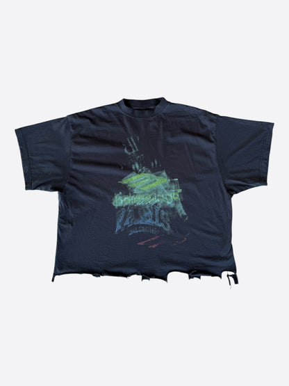 Balenciaga Black & Multicolor DIY Imprint Cropped T-shirt