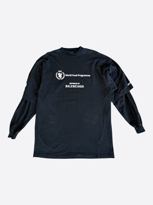 Balenciaga Black & White World Food Programme Logo Longsleeve T-Shirt