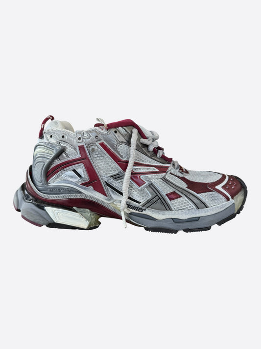 Balenciaga White & Red Mesh Runner Sneakers
