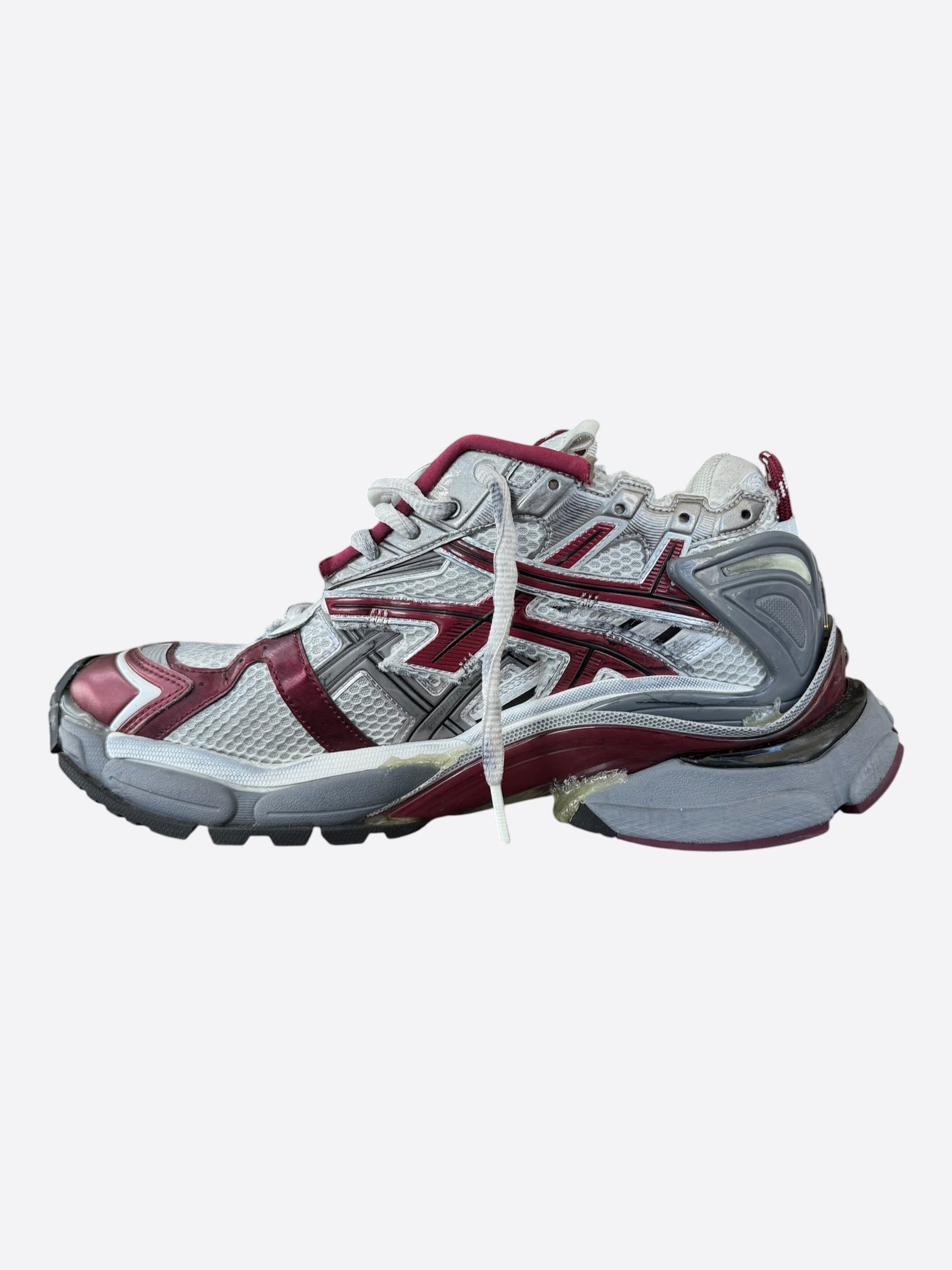 Balenciaga White & Red Mesh Runner Sneakers