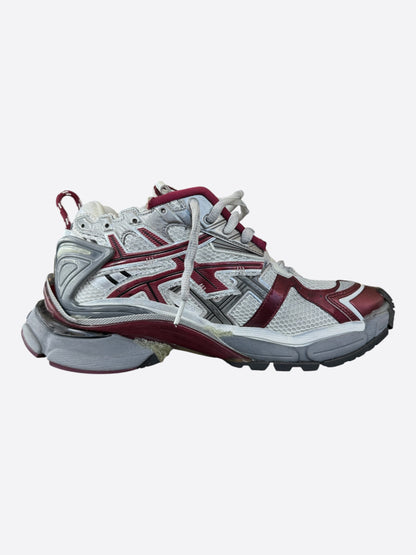 Balenciaga White & Red Mesh Runner Sneakers