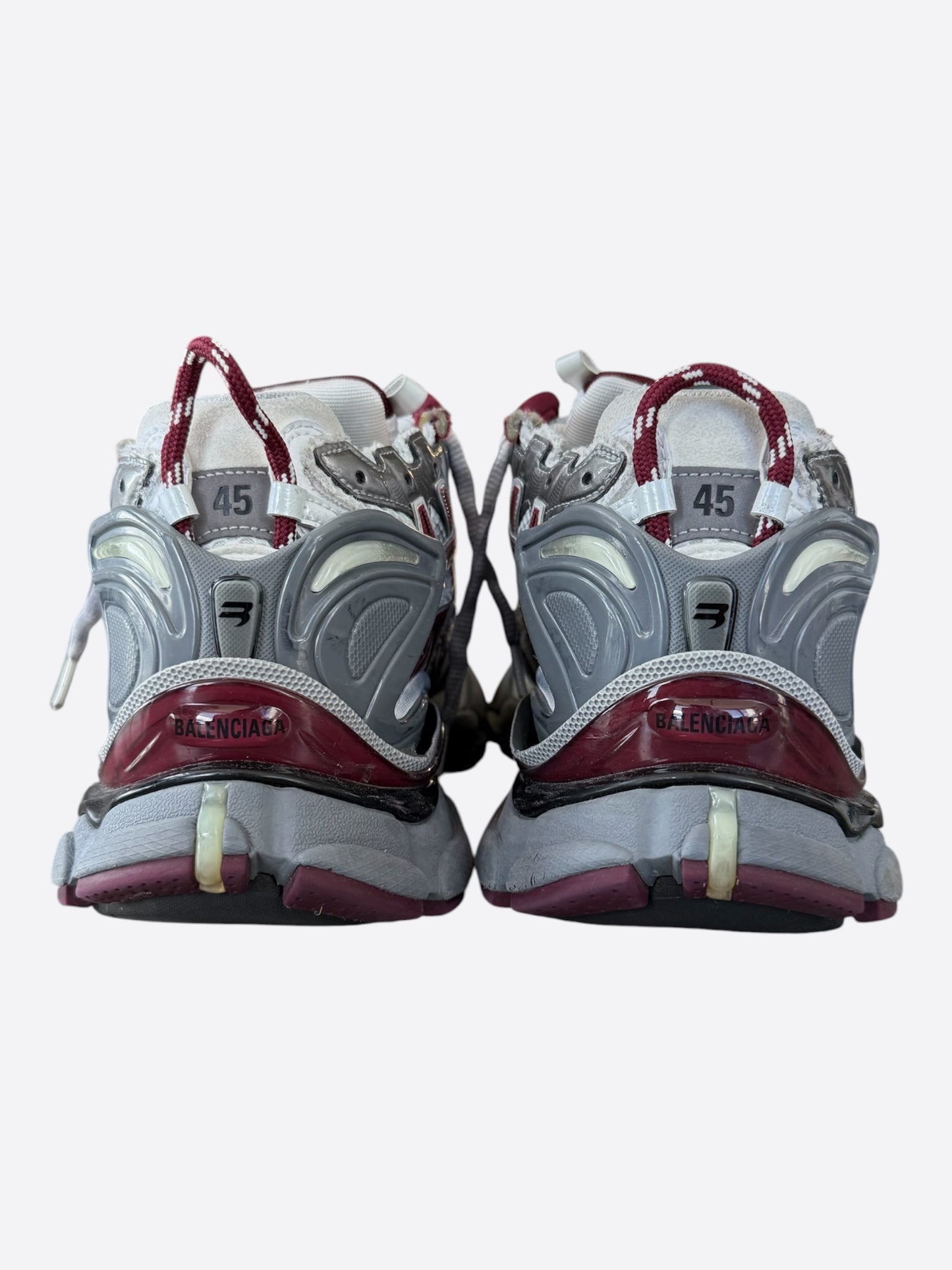 Balenciaga White & Red Mesh Runner Sneakers
