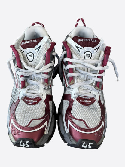 Balenciaga White & Red Mesh Runner Sneakers