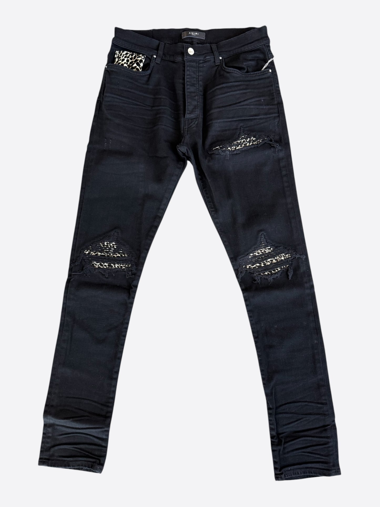 Amiri Black OD & Leopard Patch MX1 Jeans