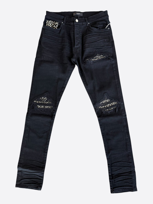 Amiri Black OD & Leopard Patch MX1 Jeans