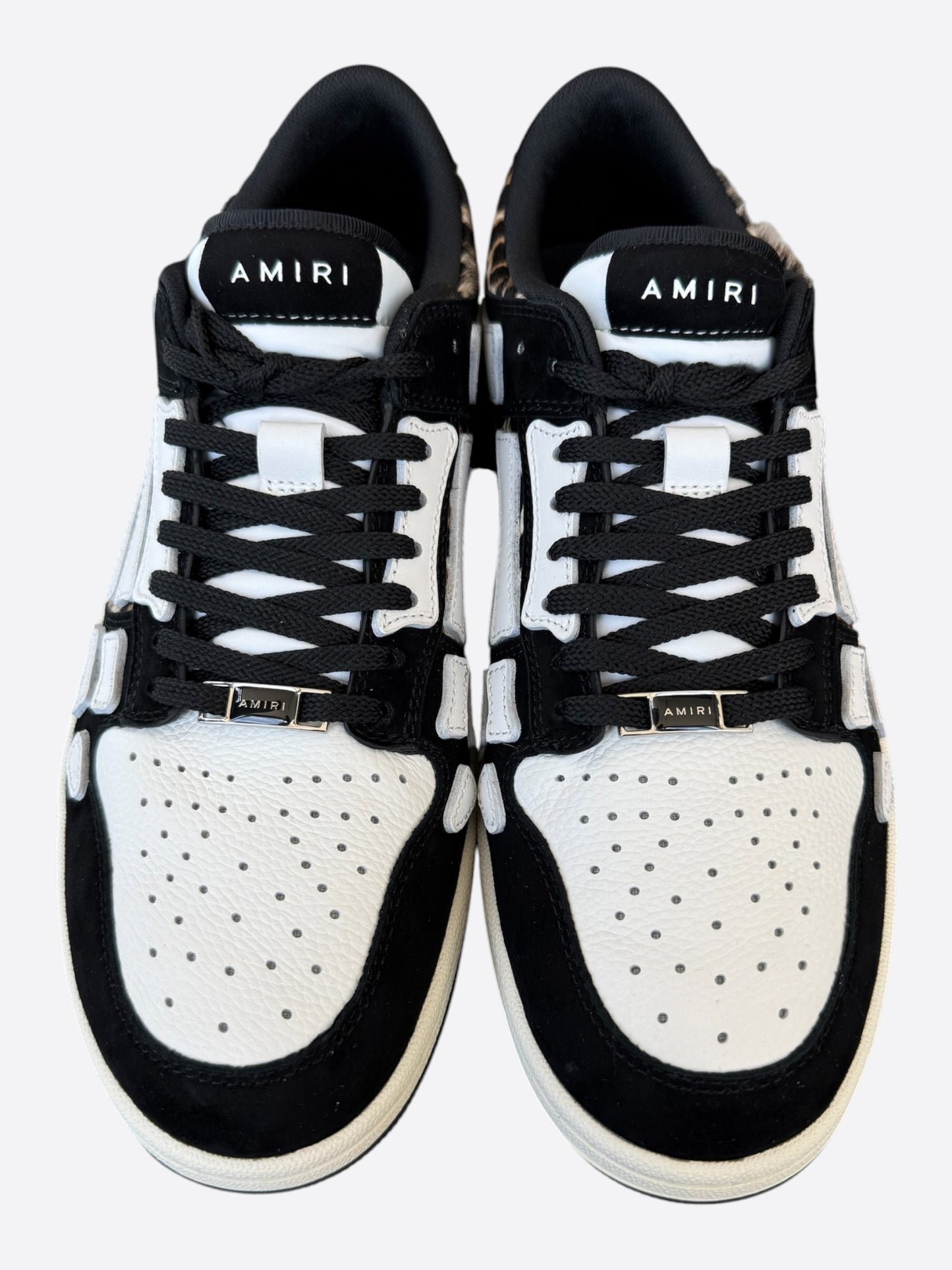 Amiri Black, White & Leopard Skeleton Low Top Sneakers