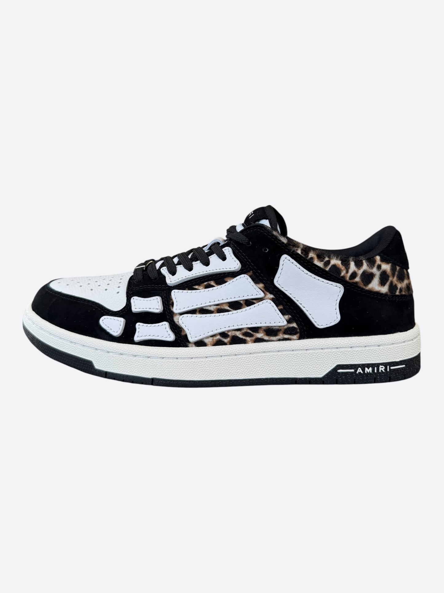 Amiri Black, White & Leopard Skeleton Low Top Sneakers