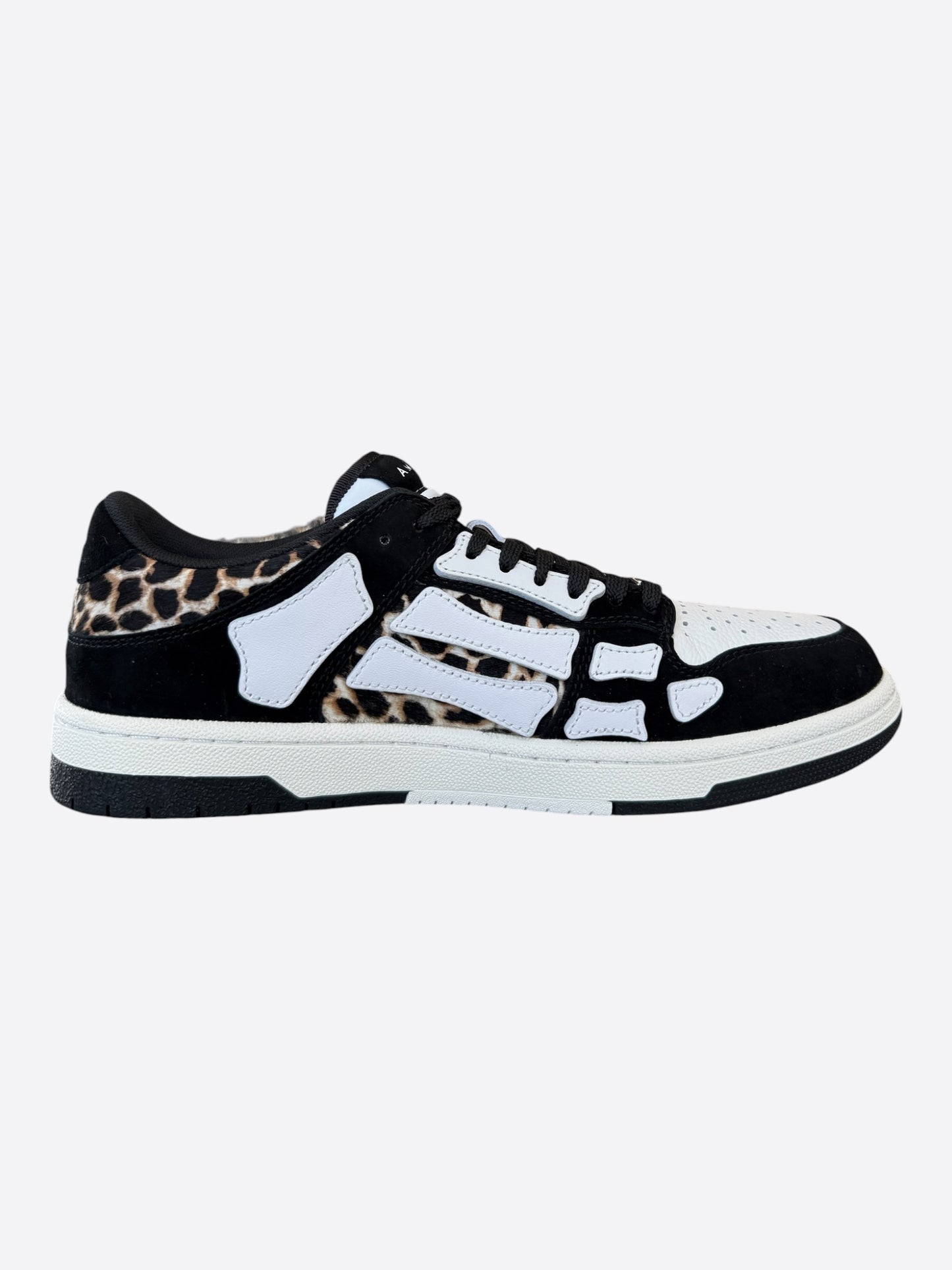Amiri Black, White & Leopard Skeleton Low Top Sneakers