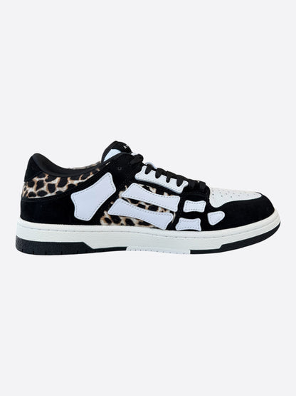 Amiri Black, White & Leopard Skeleton Low Top Sneakers