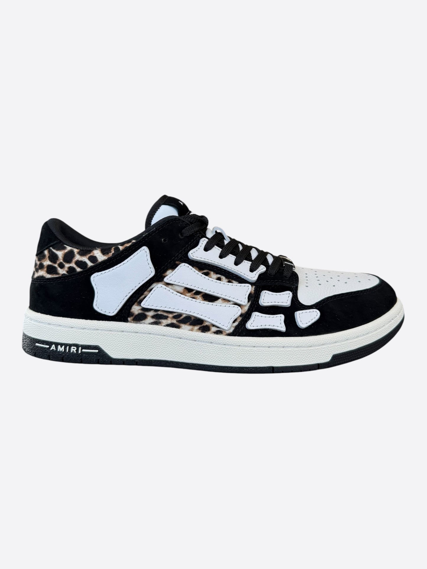 Amiri Black, White & Leopard Skeleton Low Top Sneakers