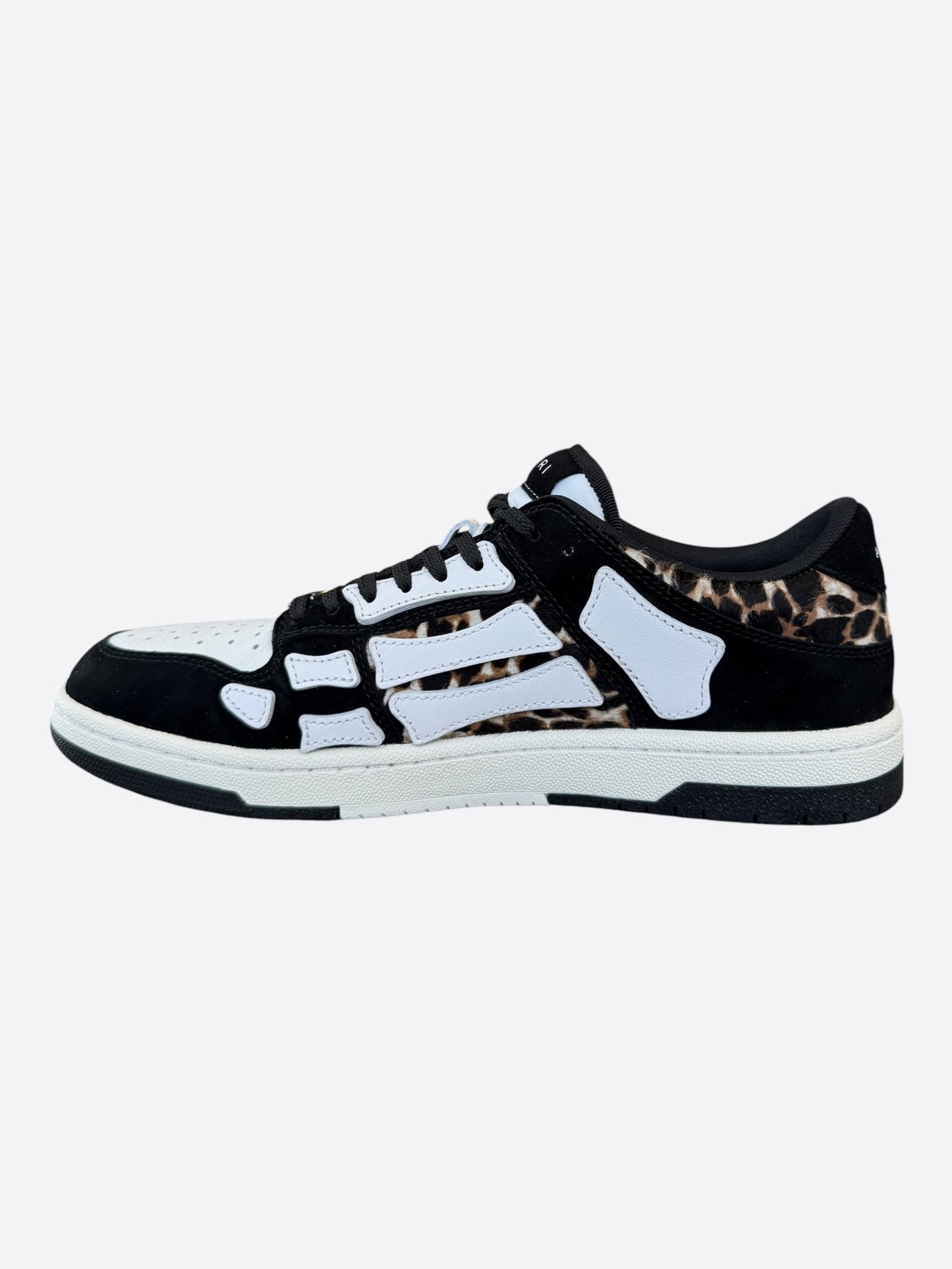 Amiri Black, White & Leopard Skeleton Low Top Sneakers