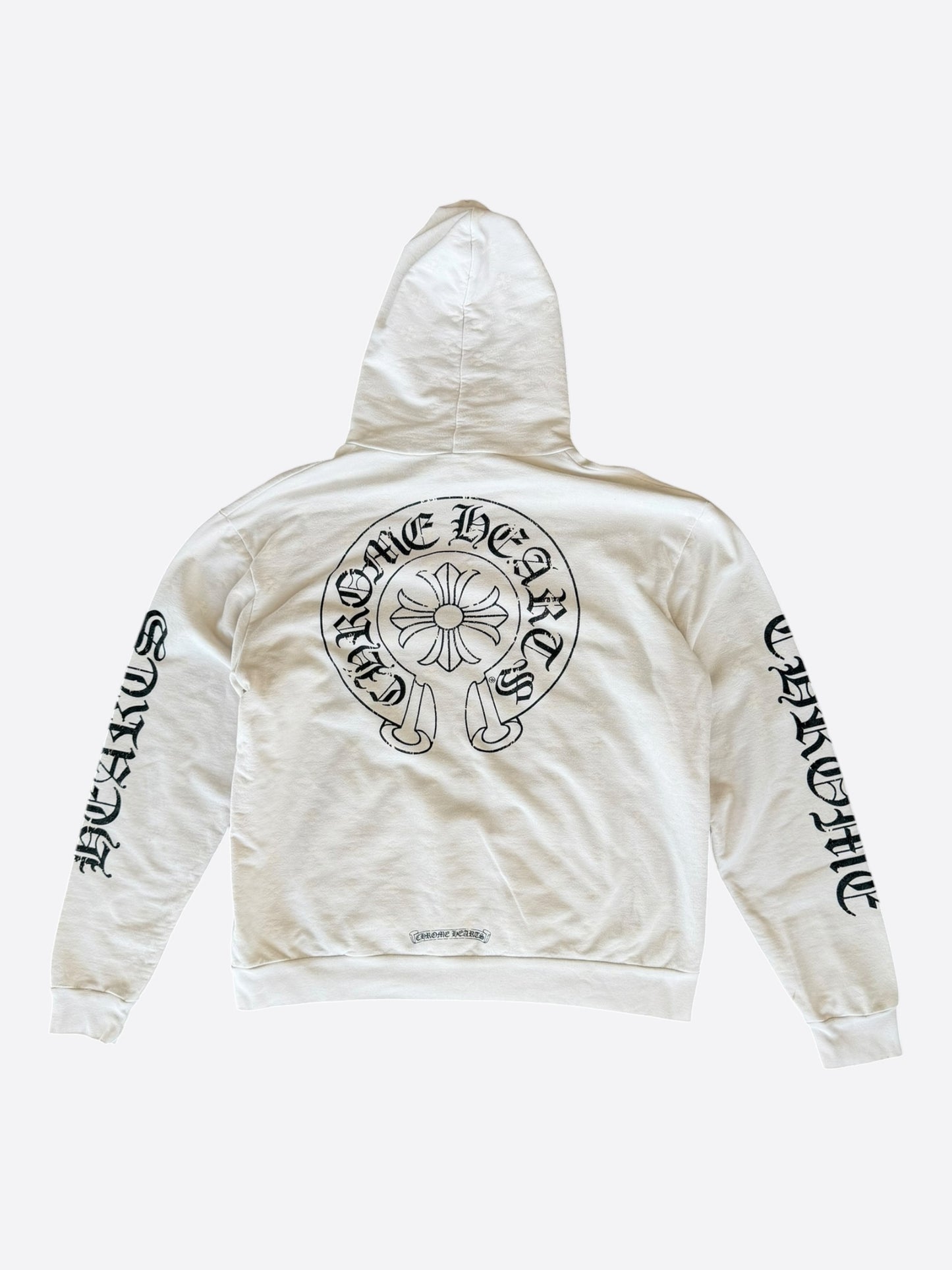 Chrome Hearts White & Black Cross Jacquard Horseshoe Logo Hoodie