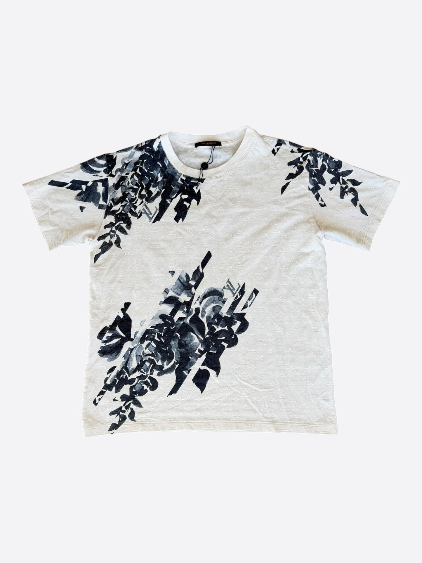 Louis Vuitton White & Blue Floral Monogram T-Shirt