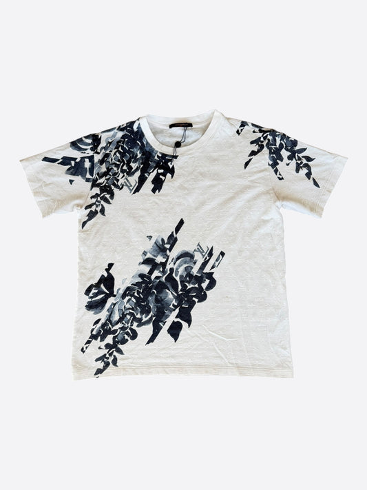 Louis Vuitton White & Blue Floral Monogram T-Shirt
