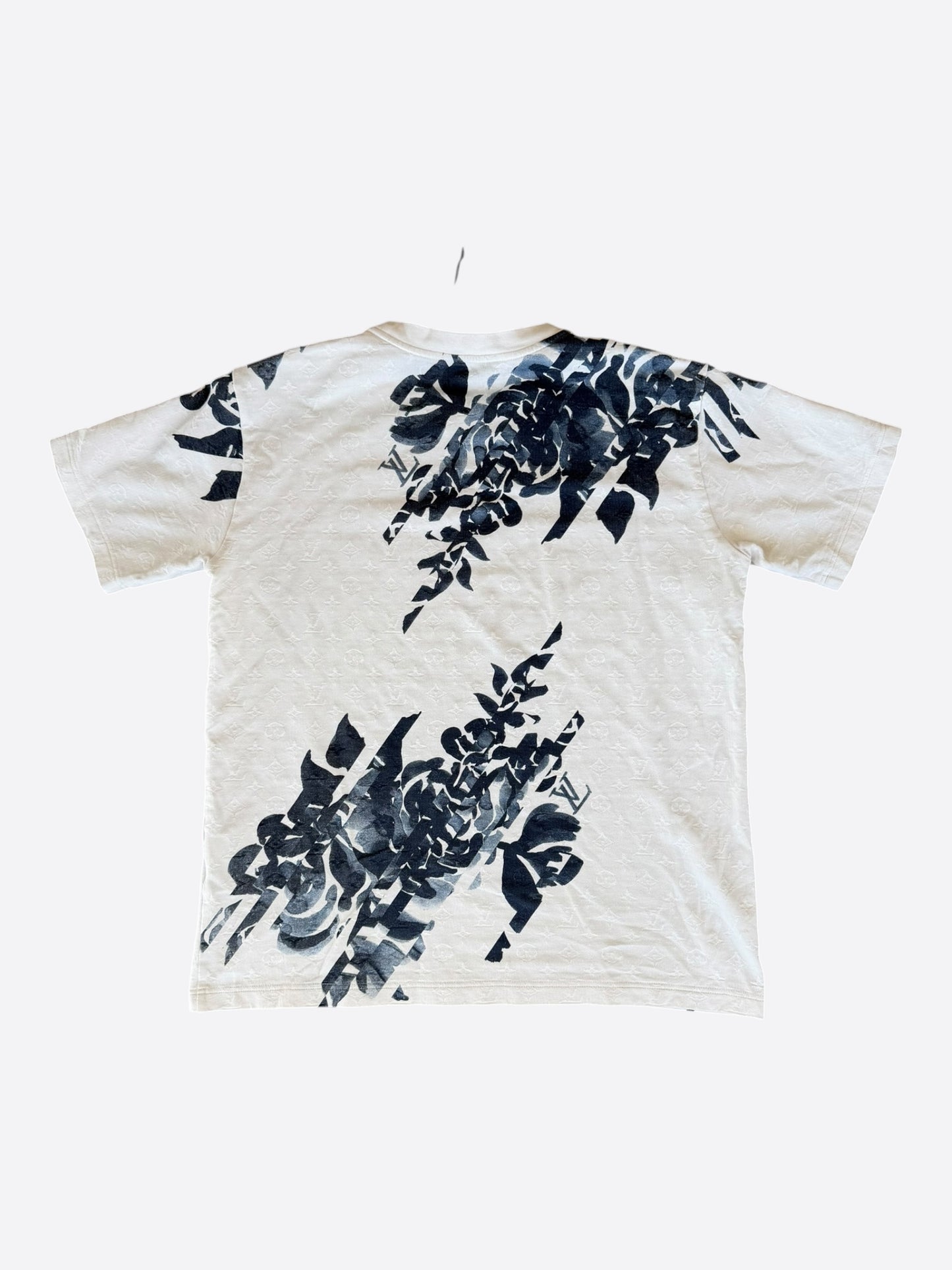 Louis Vuitton White & Blue Floral Monogram T-Shirt