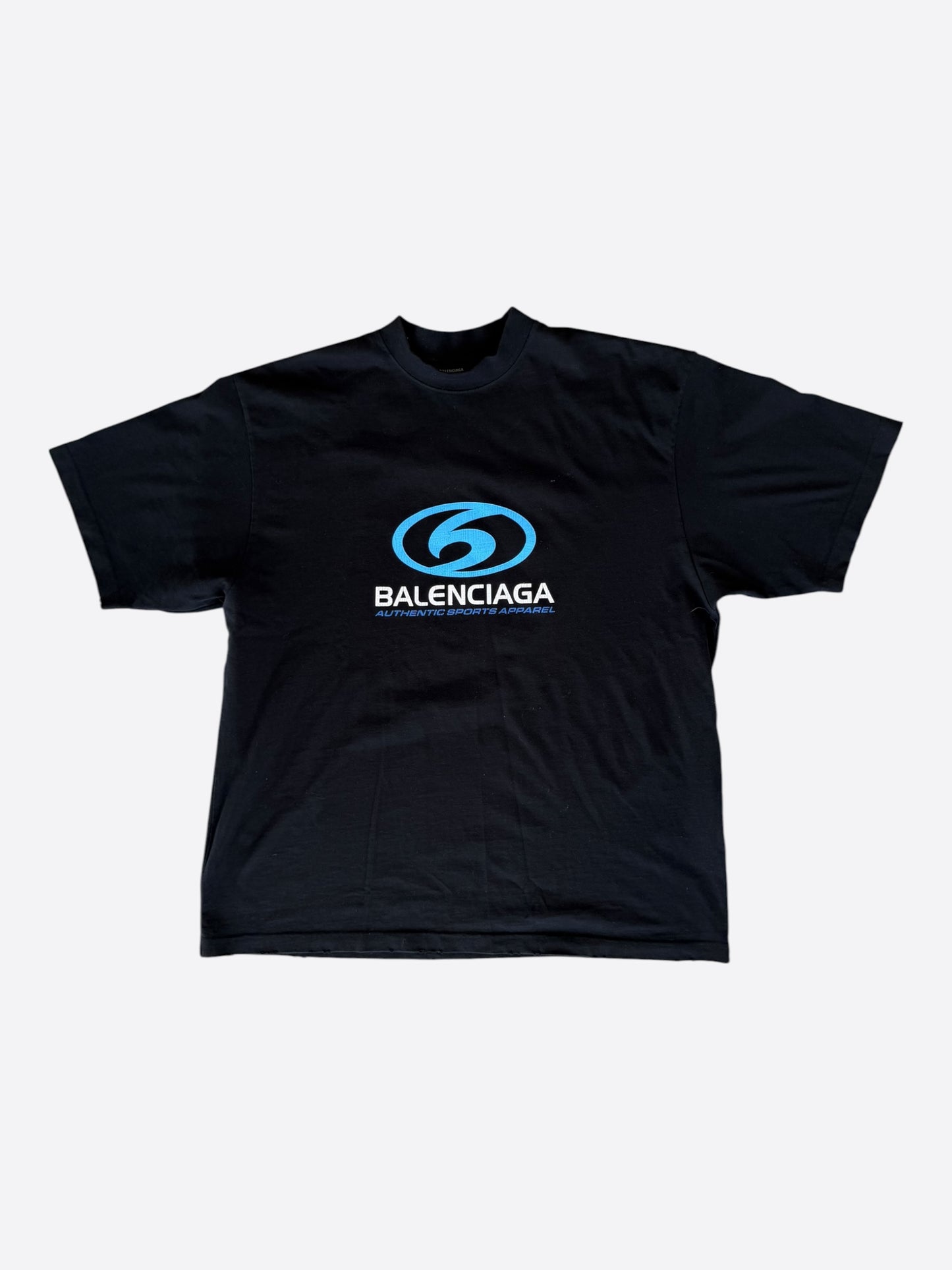 Balenciaga Black & Blue Surfer Logo T-Shirt
