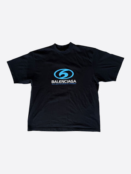 Balenciaga Black & Blue Surfer Logo T-Shirt