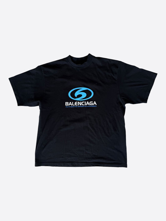 Balenciaga Black & Blue Surfer Logo T-Shirt