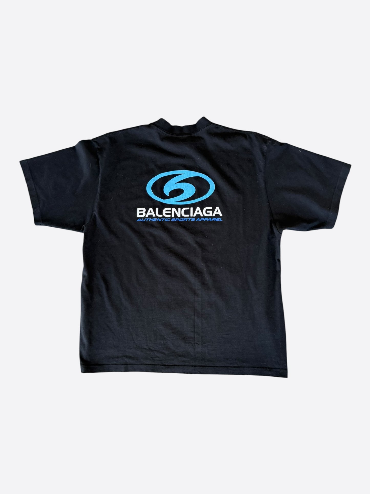 Balenciaga Black & Blue Surfer Logo T-Shirt