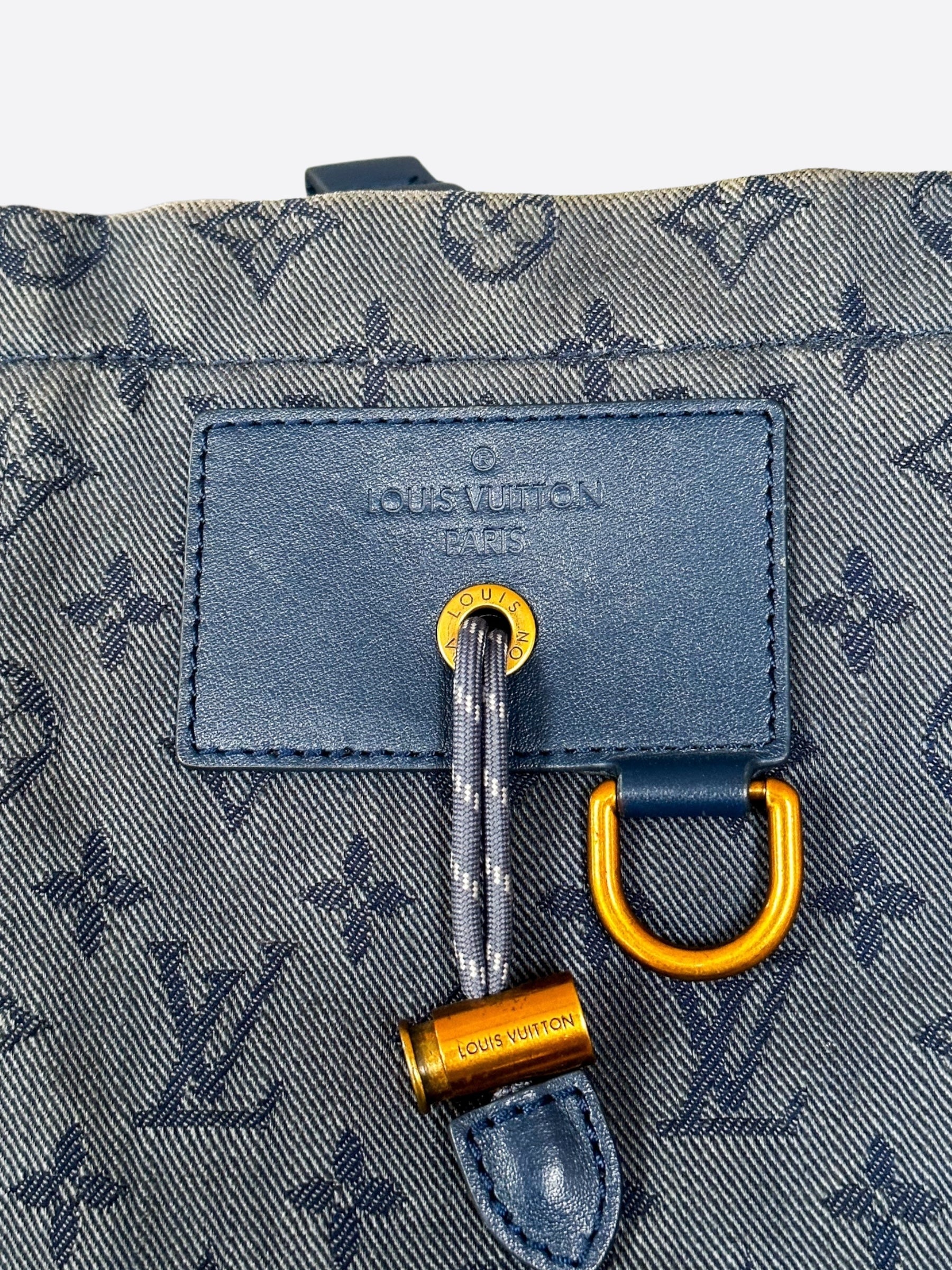 louis vuitton blue denim backpack Louis Vuitton Blue Denim Monogram Chalk Backpack – Savonches