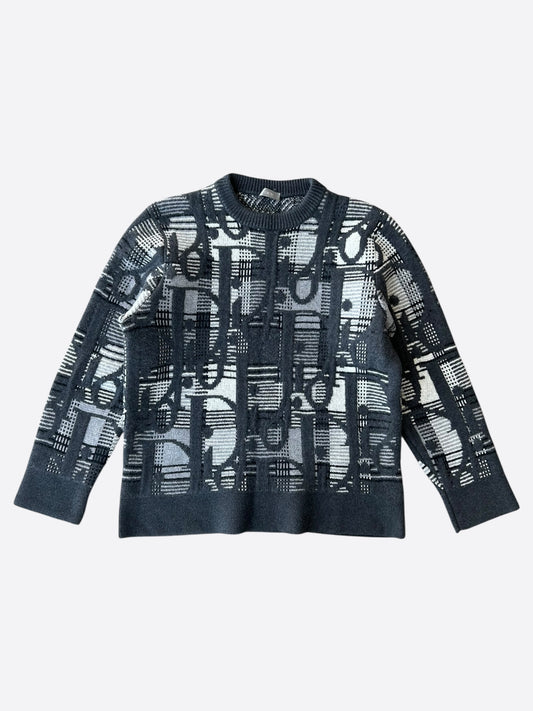 Dior Black & Grey Oblique Knit Sweater