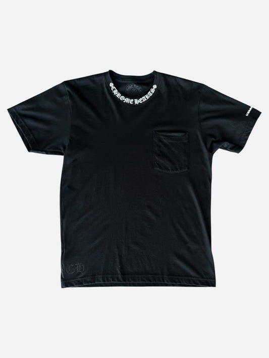 Chrome Hearts Black & White Neck Logo T-Shirt