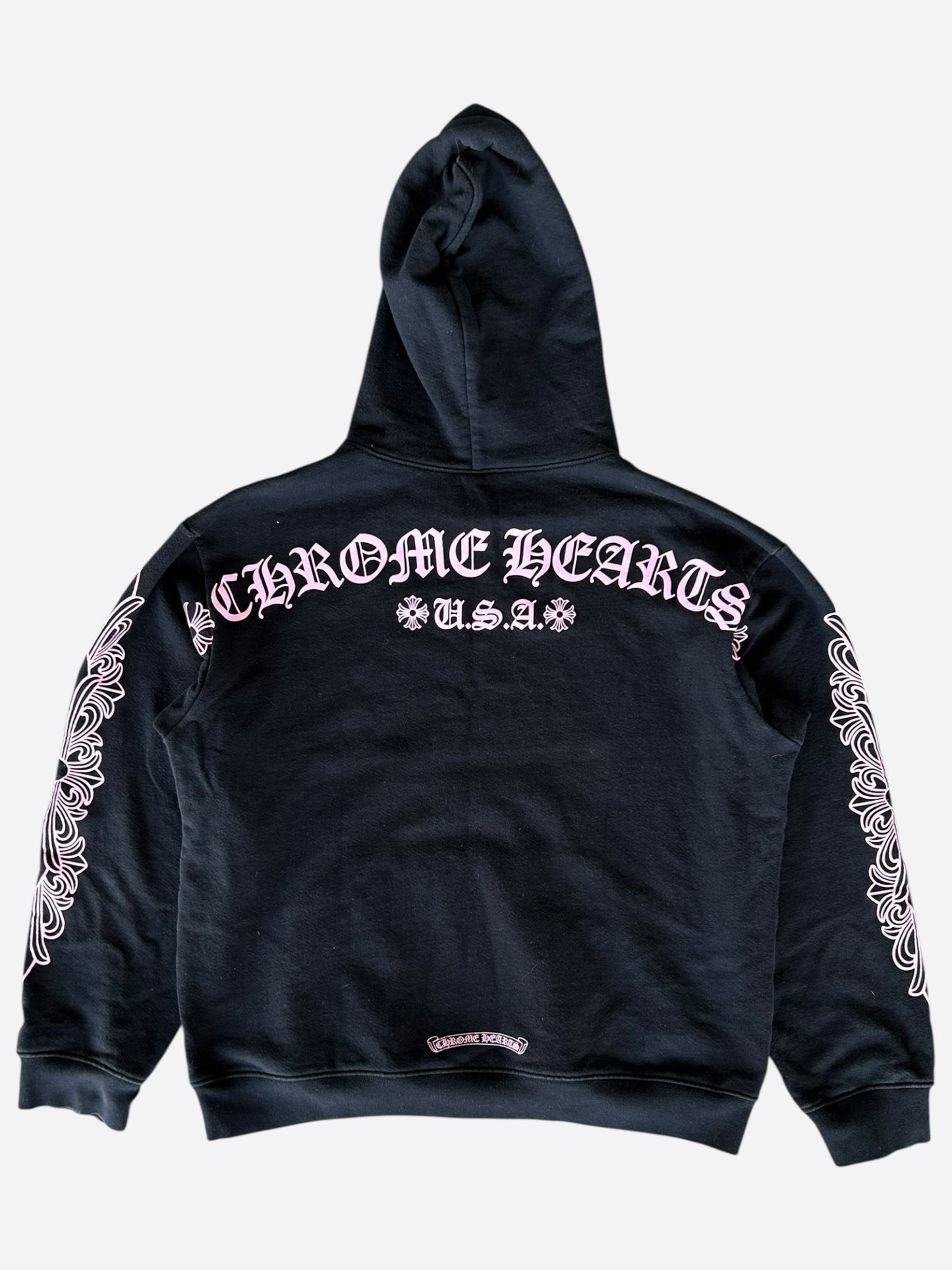 Chrome Hearts Black & Pink Floral Logo Hoodie