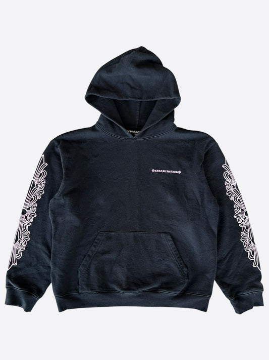 Chrome Hearts Black & Pink Floral Logo Hoodie