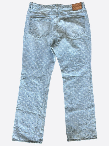Louis Vuitton NBA Blue & White Monogram Flared Jeans