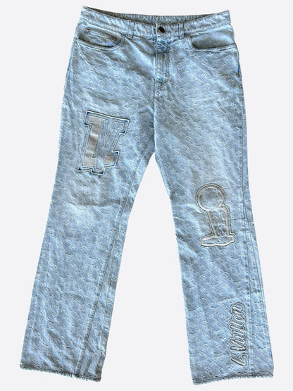 Louis Vuitton NBA Blue & White Monogram Flared Jeans