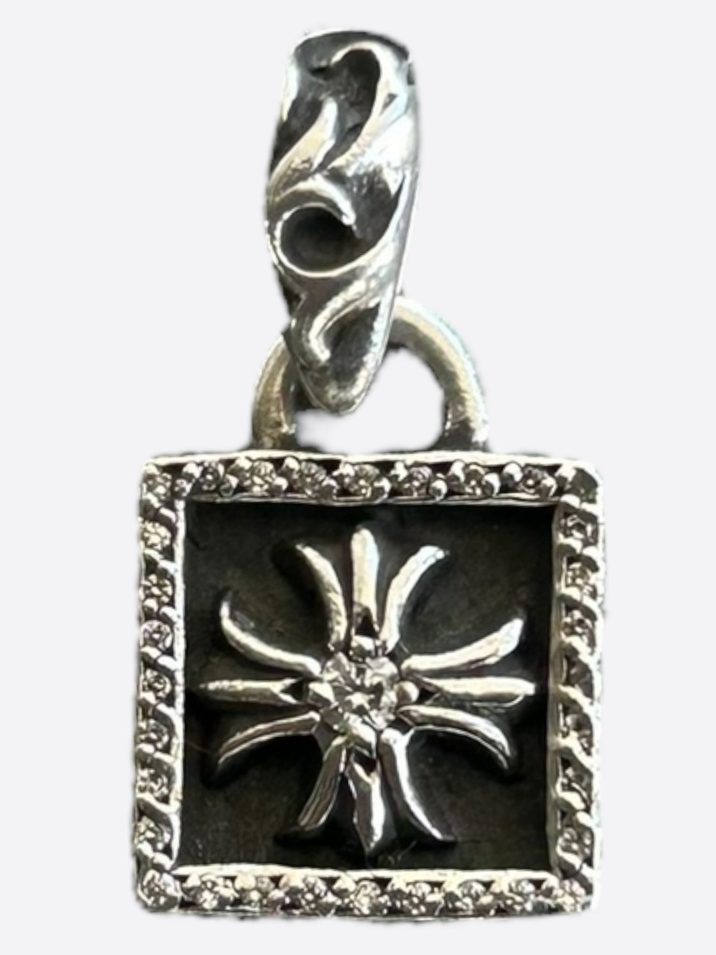 Chrome Hearts Silver & Diamond Cross Pendant