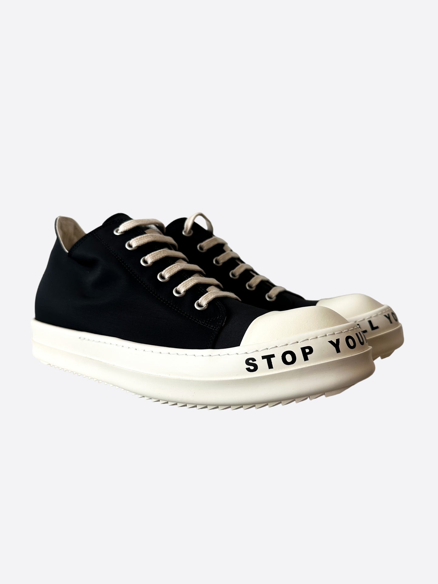 Rick Owens Drkshdw Black & White Stop Your Breath Low Top Women Sneakers