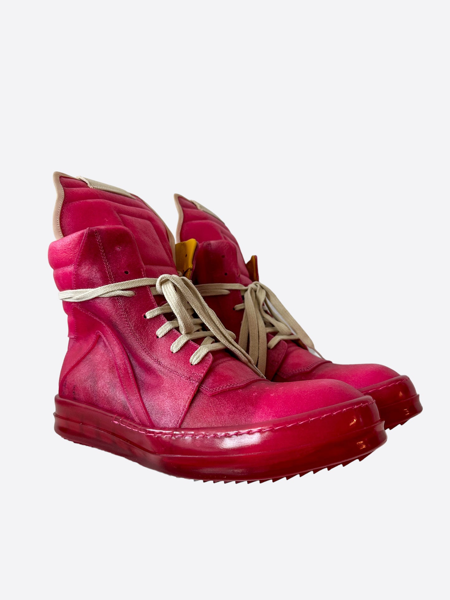 Rick Owens Hot Pink Geobasket High Top Sneakers