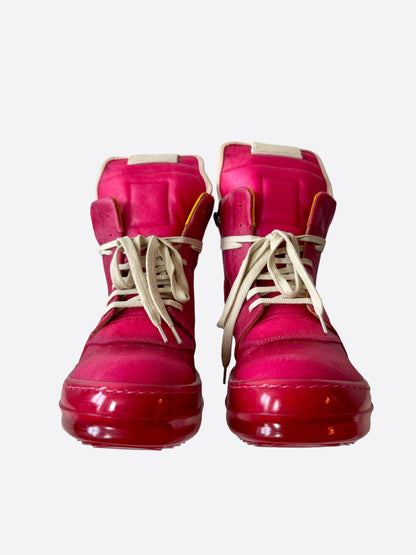 Rick Owens Hot Pink Geobasket High Top Sneakers