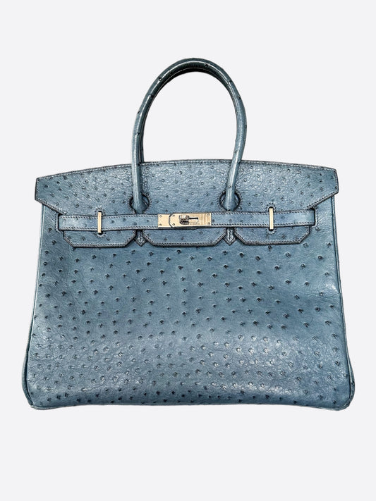 Hermes Blue Ostrich Birkin 35