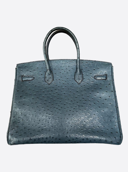 Hermes Blue Ostrich Birkin 35