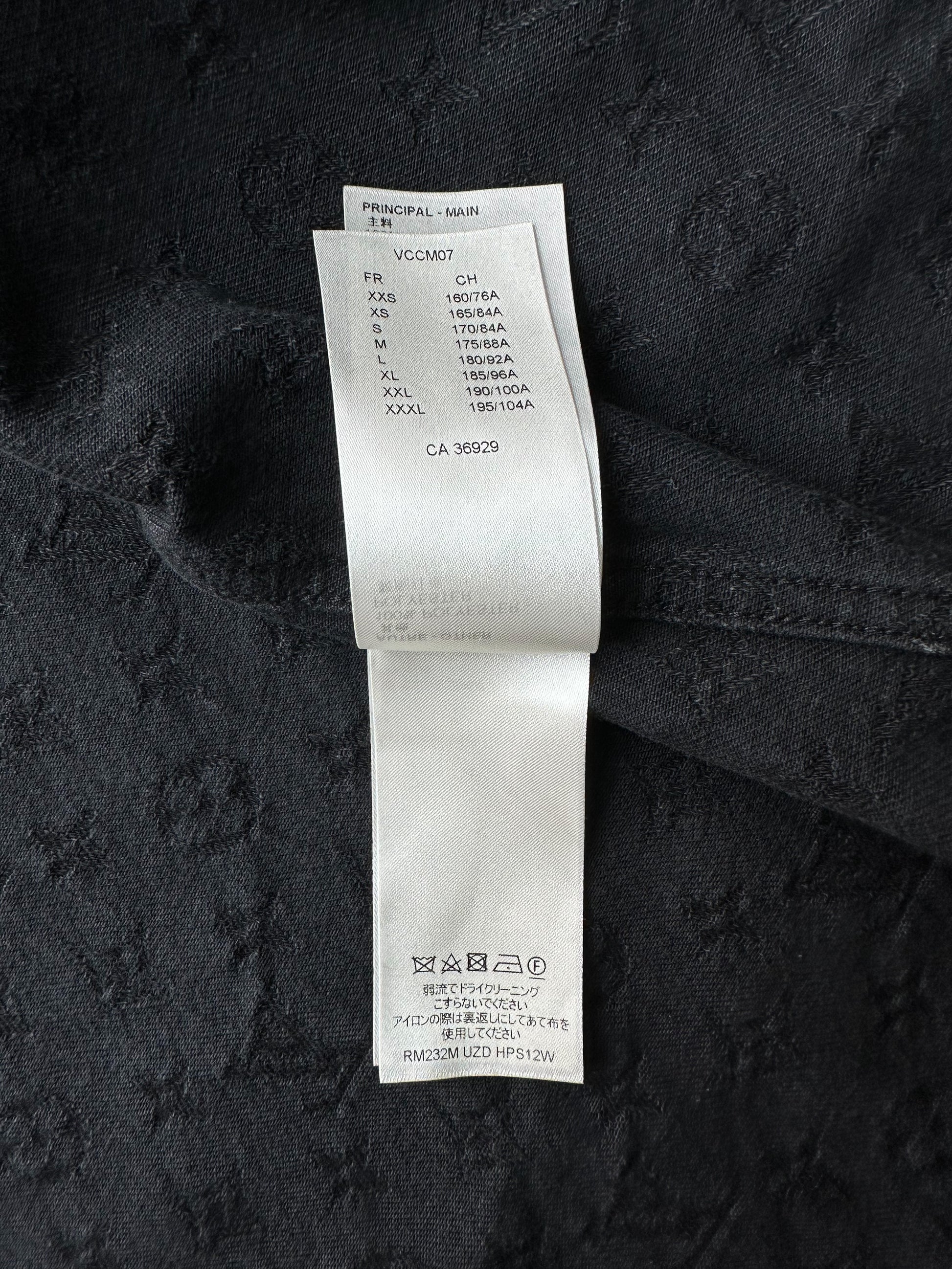 Louis Vuitton Monogram Short-sleeved Chambray Shirt BLACK. Size L0